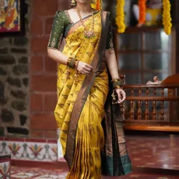 WOVENSTOCK Zari Pure Silk Handloom Kanjeevaram Saree-image-1