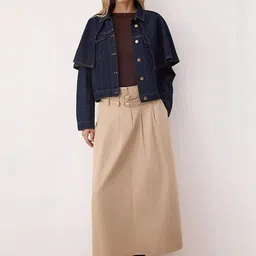 Trendyol Women Solid Pure Cotton A-Line Maxi Skirt-image-44