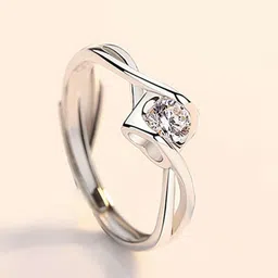 Bling Queen Silver-Plated Cubic Zirconia Adjustable Finger Ring-image-14