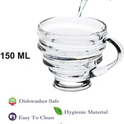 Somil Clear Glass Coffee & Tea Cup / Mug (150 Ml), Enjoy Your Drink in Style, 8.5 X 11 X 8 Cm, Pack of 5 image 3