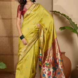all about you Women Ethnic Motifs Zari Paithani Saree-picture-34