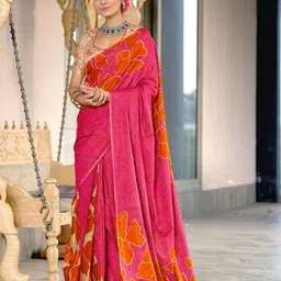 Panzora Geometric Printed Block Print Saree with Blouse Piece-picture-10