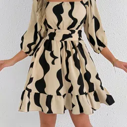 StyleCast x Revolte Women Abstarct Print Square Neck A-Line Dress-picture-26