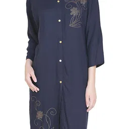 Inara Robes Geometric Printed V-Neck Straight Thread Work Kurta image 3