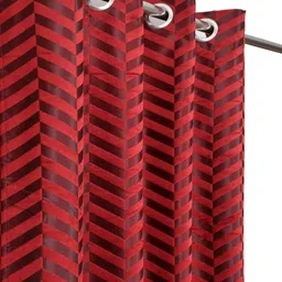 Kiara Creations 2 Pieces Maroon Geometric Room Darkening Window Curtain image 1