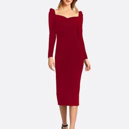 DressBerry Puff Sleeve Bodycon Midi Dress-picture-29