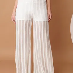 U&F Women Striped Original Wide Leg High-Rise Non Iron Trousers-picture-20