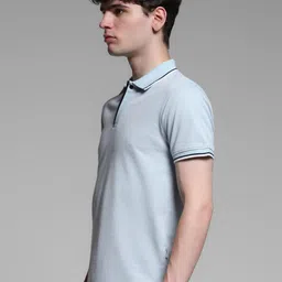 Jack & Jones Men Solid Polo Collar Cotton Slim Fit T-shirt image 2
