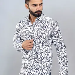 SURHI Men Comfort Regular Fit Spread Collar Abstract Printed Cotton Casual Shirt-picture-12