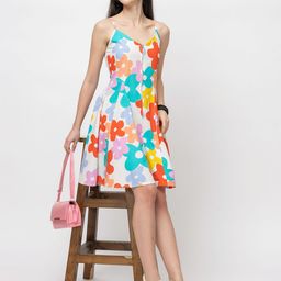7OUNCE Women Floral Print Halter Neck Fit & Flare Dress-picture-7