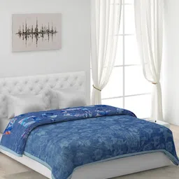 Monte Carlo Blue & Pink Floral 900 GSM Heavy Winter Double Bed Blanket-picture-12