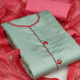 Ishin Floral Embroidered Zari Unstitched Dress Material-picture-15