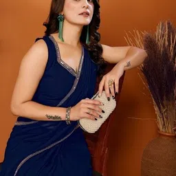 shivgann Solid/Plain Bollywood Chiffon Saree image 5