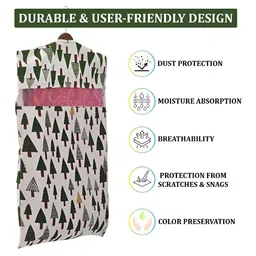 Aura Grey & Green 24 Pieces Printed Cotton Hanging Saree Organisers image 3