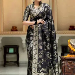 VILLE FASHION Woven Design Zari Art Silk Kanjeevaram Saree-picture-11