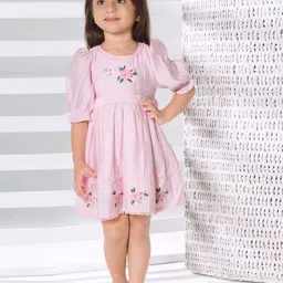 Peppermint Print Puff Sleeve Fit & Flare Dress-image-87