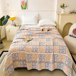 JC HOME Orange & Purple Geometric AC Room 350 GSM Single Bed Quilt-image-36