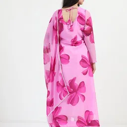 Femvy Floral Printed Maxi Dress With Dupatta image 3
