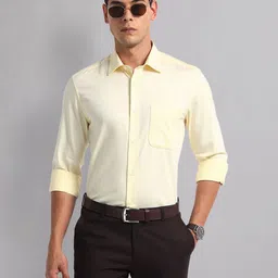 AD By Arvind Men Spread Collar Solid Cotton Casual Shirt-image-62