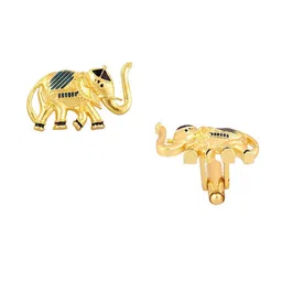 House of Pataudi Men Gold-Plated Textured Enamel Detail Cuff Links image 4