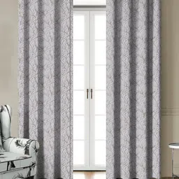 HOMEBREW FURNISHINGS Silver-Toned & Grey 2 Pieces Room Darkening Long Door Curtains-picture-37
