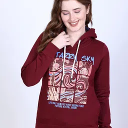 Roadster Women Printed Long Sleeves Hooded Pullover Sweatshirt-image-66