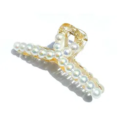 Lyphy Women Set of 2 Rectangular and T-shape Pearls Beaded Claw Clip image 5