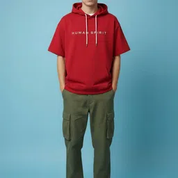 HUMAN SPIRIT Men Printed Hooded Sweatshirt image 4