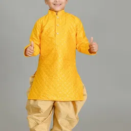 NFC CREATION Boys Embroidered Regular Sequinned Dupion Silk Kurta with Patiala image 1