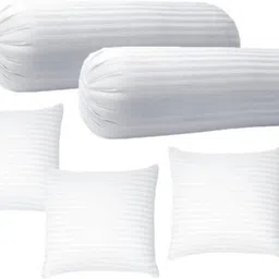 Combo Set Of 3 Premium Cushions & 2 Microfibre Stripes Bolster Pack of 5-image-5