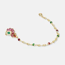 ATIBELLE Gold-Plated Artificial Stones and Beads Chained Nosepin image 2