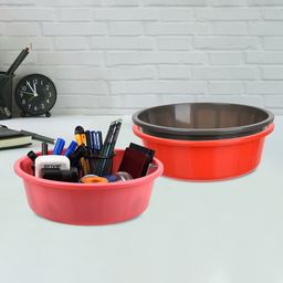 Kuber Industries Red & Grey 3 Pieces Regular Desk Organisers-picture-48