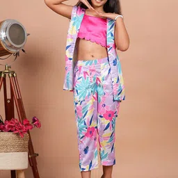 Utsav Fashion Girls Printed Top, Jacket & Trouser Clothing Set-picture-48
