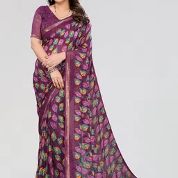 Moda Rapido Magenta Poly Georgette Embellished Sarees-picture-31