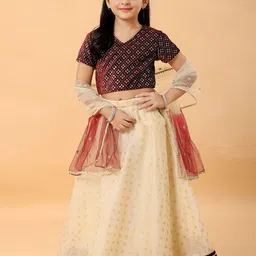 MASTARANG Girls Printed Ready to Wear Lehenga & Blouse With Dupatta image 5