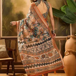 HERE&NOW Linen Blend Handloom Saree image 2