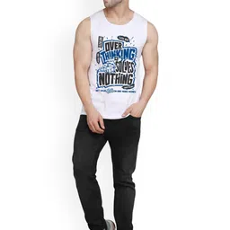 SLOWLORIS Pack Of 2 Printed Round Neck Bio-Wash Sleeveless Cotton Gym Vests image 4