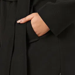 Sztori Plus Size Shawl Collar Longline Overcoat with Belt image 4