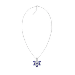 GIVA 925 Silver Rhodium-Plated Floral Blue Ebony Pendants with Chains image 3