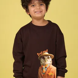NUSYL Boys Prof.owl Text Printed Oversized Sweatshirt image 1