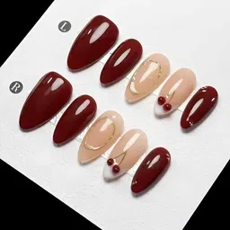 nailbyhiral beautiful nails with cherry design in almond shape. image 1