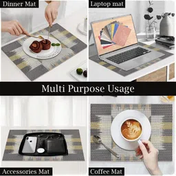 LUXEHOME INTERNATIONAL Black & Grey 6 Pieces Textured Anti-Skid Table Placemats image 2