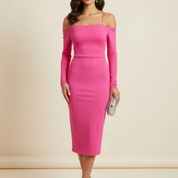 StyleCast Off-Shoulder Bodycon Knee Length Dress-image-58