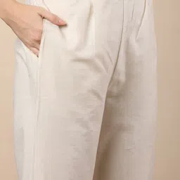 FASHOR Striped Round Neck Sequinned Pure Cotton Straight Kurta With Trousers & Dupatta image 4