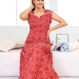 NIGHTY KING Women Square Neck Maxi Nightdress-image-31