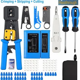 BALRAMA 130pc Combo RJ45 Pass Through Crimping Tool Kit Cable Tester Cutter Punch Tool Combo Set-picture-12