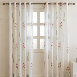 Clasiko White & Pink Set of 2 Ethnic Motifs Sheer Window Curtain-picture-30