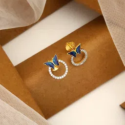 ABDESIGNS 925 Sterling Silver Gold-Plated Artificial Stones Studded Stud Earrings-picture-14