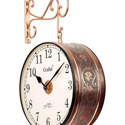 CRAFTEL Gold-Toned Textured Analogue Round Antique Contemporary Wall Clock-picture-6