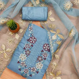 BlissFlair Art Silk Unstitched Dress Material-picture-21